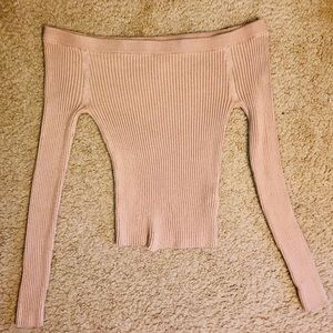 Nude/Blush Off The Shoulder Sweater